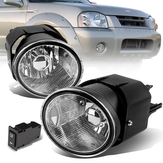 FAROS DE NIEBLA 00-04 NISSAN SENTRA / 00-01 MAXIMA / 01-04 FRONTIER / 02-04 XTERRA - WITH SWITCH - H3 BULB - CHROME / CLEAR