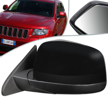 RETROVISOR MIRROR - 11-17 JEEP GRAND CHEROKEE - POWERED - HEATED - OEM - LEFT - PAINTABLE - BLACK