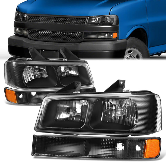 FAROS 4PCS - 03-14 CHEVROLET EXPRESS 1500 / 03-03 CHEVROLET EXPRESS 2500 / 03-23 CHEVROLET EXPRESS 3500 / 09-22 CHEVROLET EXPRESS 4500 / 03-14 GMC SAVANA 1500 / 03-23 GMC SAVANA 2500 / 03-23 GMC SAVANA 3500 / 09-22 GMC SAVANA 4500 - FITS MODELS WITH