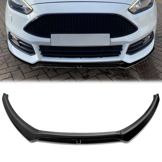 LIP FRONTAL 15-18 FORD FOCUS - REQUIRES DRILLING BUMPER FOR INSTALLATION - 3PC - PAINTED GLOSS BLACK