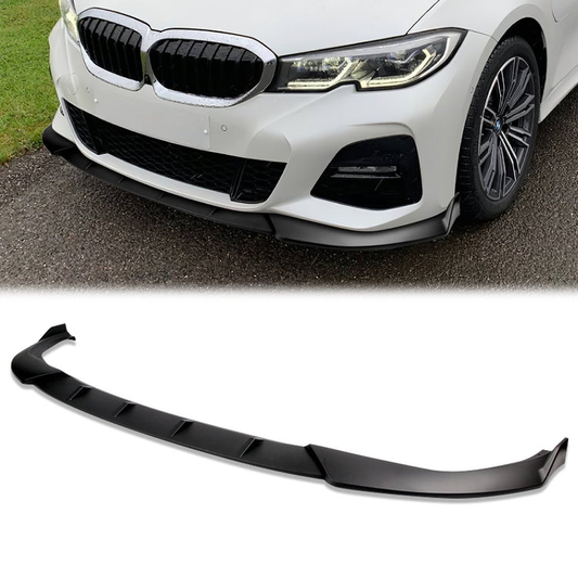 LIP FRONTAL 19-21 BMW G20, 330E, M340I, M340I XDRIVE, 330I - FITS MODELS WITH SPORT FRONT BUMPER - REQUIRES DRILLING BUMPER FOR INSTALLTION - 3PC - MATTE BLACK