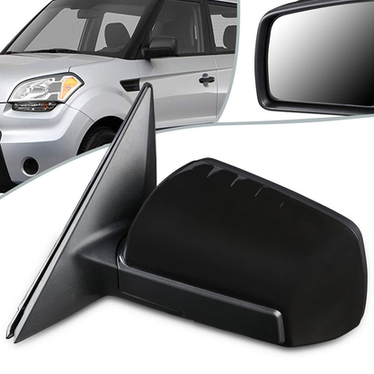 RETROVISOR MIRROR - OEM - 10-11 KIA SOUL - POWERED - PAINTABLE - BLACK - LEFT