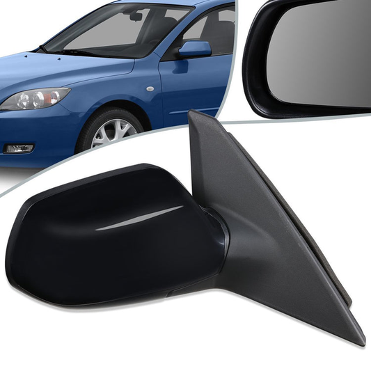 RETROVISOR MIRROR - OEM - 04-09 MAZDA 3 - MANUAL - TEXTURED - BLACK - RIGHT