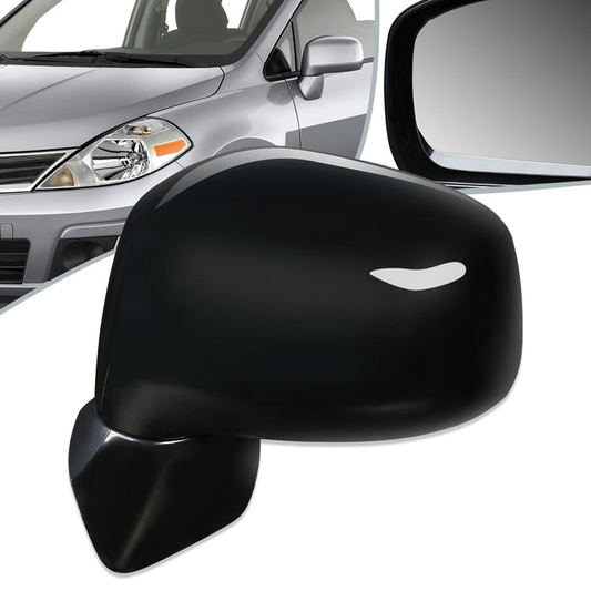 RETROVISOR MIRROR - OEM - 07-12 NISSAN VERSA - POWERED - PAINTABLE - BLACK - LEFT