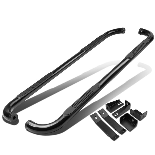 ESTRIBOS 3" - ROUND - 90 DEG - 00-17 GMC SIERRA / 00-17 CHEVY SILVERADO - CREW CAB - BLACK