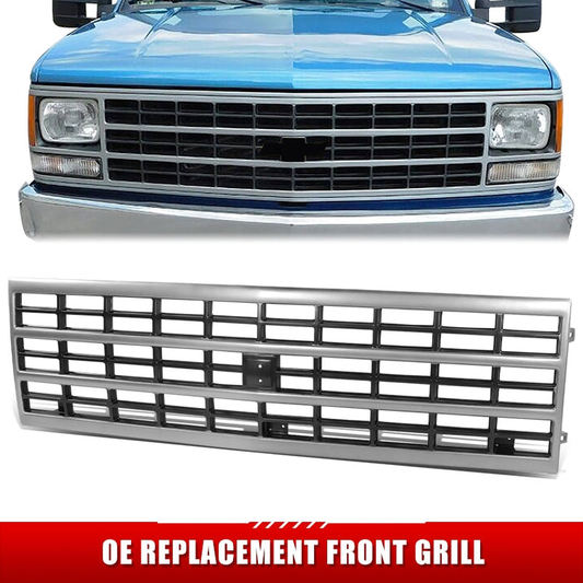 PARRILLA GRILLE - CV C10/GC '88-'93/'94-'01/ GRILLE ASS'Y 88-91/ SILVER/DARK GRAY/ (SINGLE RECT. LAMP)/ (CHEVY)//PARTS.NO,GM1200203//OEM NO,15628797
