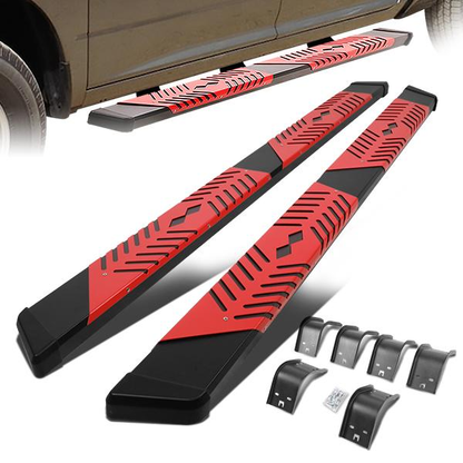 ESTRIBOS 5.5" - 09-18 DODGE RAM 1500 / 11-20 DODGE RAM 2500, 3500 / 2019 DODGE RAM 1500 CLASSIC - EXTENDED CAB - BLACK / RED