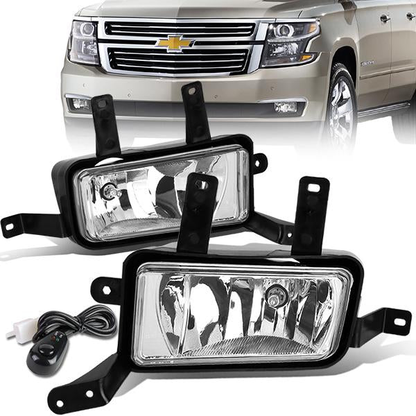 FAROS DE NIEBLA 15-20 CHEVY TAHOE, SUBURBAN, GMC YUKON, YUKON XL / 16-19 SUBURBAN 3500 HD - WITH SWITCH - 5202 BULB - CHROME / CLEAR