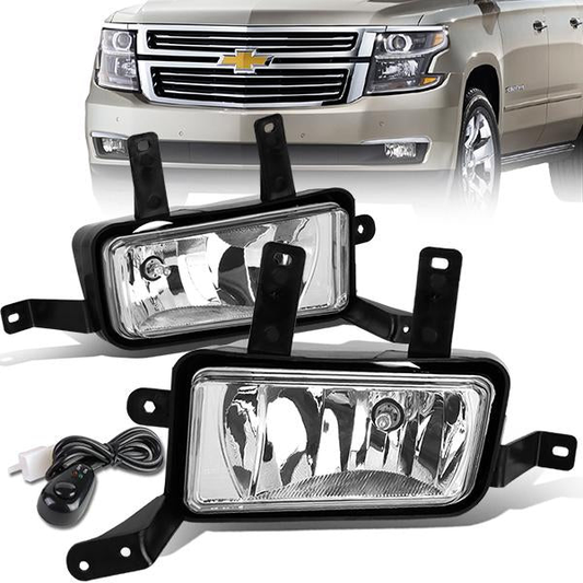 FAROS DE NIEBLA 15-20 CHEVY TAHOE, SUBURBAN, GMC YUKON, YUKON XL / 16-19 SUBURBAN 3500 HD - WITH SWITCH - 5202 BULB - CHROME / CLEAR