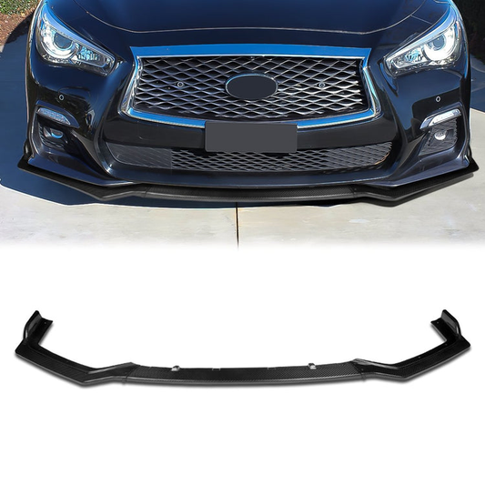 LIP FRONTAL 18-22 INFINITI Q50 - FITS SPORT MODEL ONLY - REQUIRES DRILLING BUMPER FOR INSTALLATION - 3PC - REAL CARBON FIBER