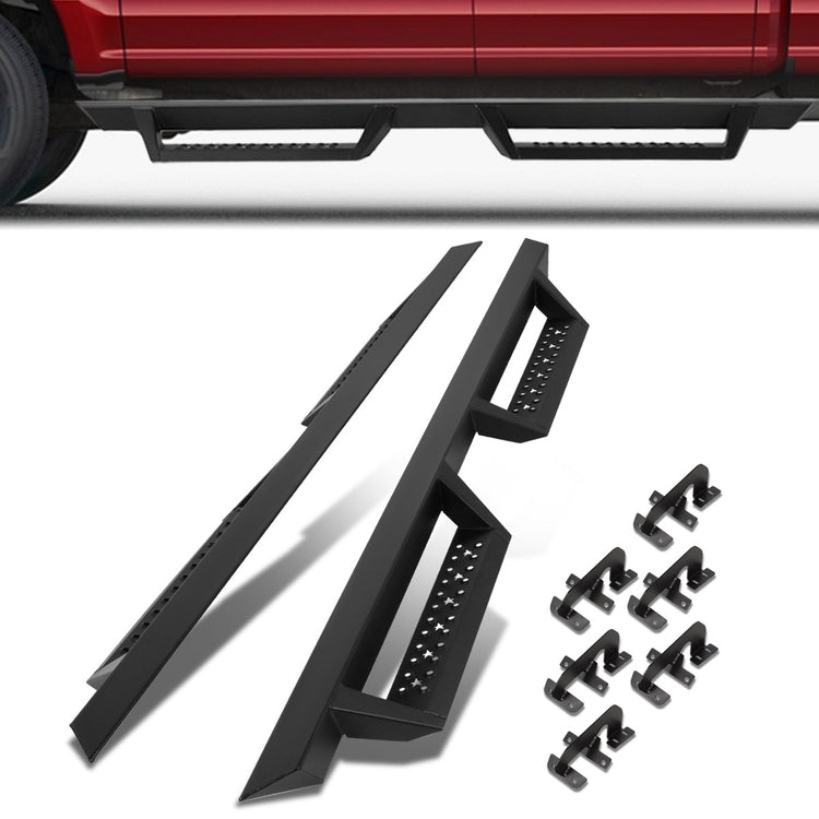 ESTRIBOS 2.75" - 15-22 FORD F-150 SUPER CREW CAB/17-22 FORD F-250 F-350 SUPER DUTY CREW CAB - MILD STEEL - BLACK