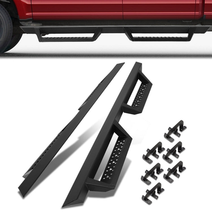 ESTRIBOS 2.75" - 15-22 FORD F-150 SUPER CREW CAB/17-22 FORD F-250 F-350 SUPER DUTY CREW CAB - MILD STEEL - BLACK