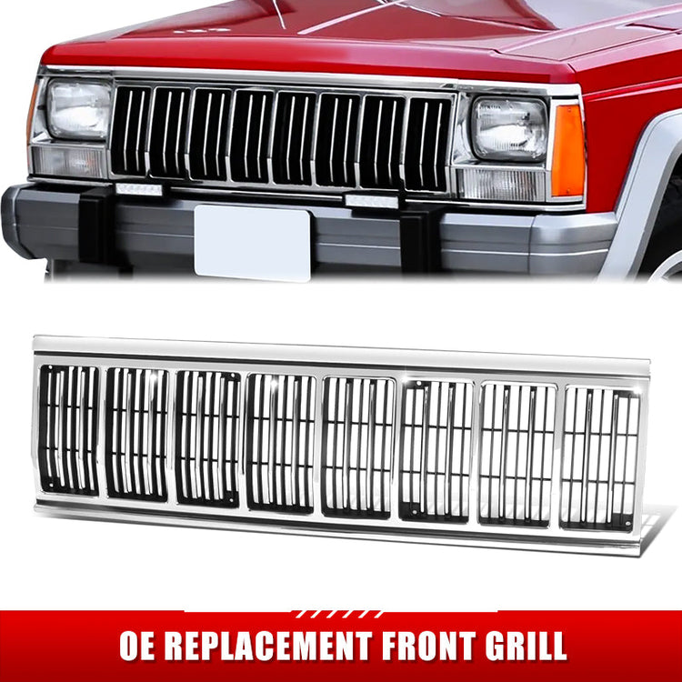 PARRILLA GRILLE - JP CHRKEE '84-'96/ GRILLE ASS'Y 91-96/ CHROME/BLACK/ =COMANCHE=WAGONEER//PARTS.NO,CH1200196//OEM NO,55034046