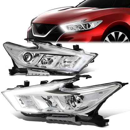 FAROS 16-18 NISSAN MAXIMA - FITS S, SL, SV MODELS W/ HALOGEN HEADLIGHTS ONLY - PROJECTOR LOW BEAM- H9 HIGH / H11 LOW BEAM - CHROME HOUSING / CLEAR CORNER