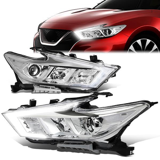 FAROS 16-18 NISSAN MAXIMA - FITS S, SL, SV MODELS W/ HALOGEN HEADLIGHTS ONLY - PROJECTOR LOW BEAM- H9 HIGH / H11 LOW BEAM - CHROME HOUSING / CLEAR CORNER