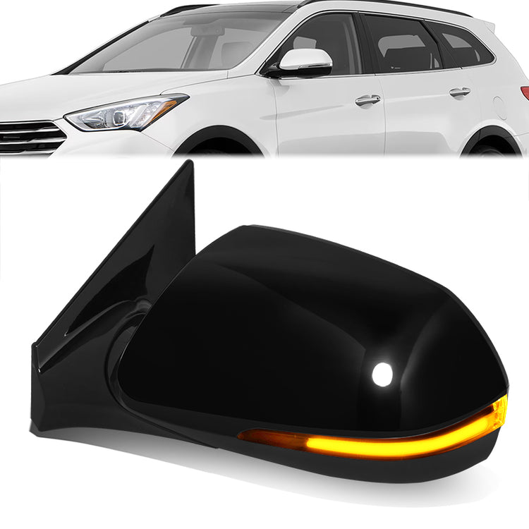 RETROVISOR MIRROR - OE STYLE - HYUNDAI SANTA FE 13-16 - WITH POWER WITH HEATED GLASS WITH TURN SIGNAL - DRIVER SIDE - PAINT TO MATCH - BLACK