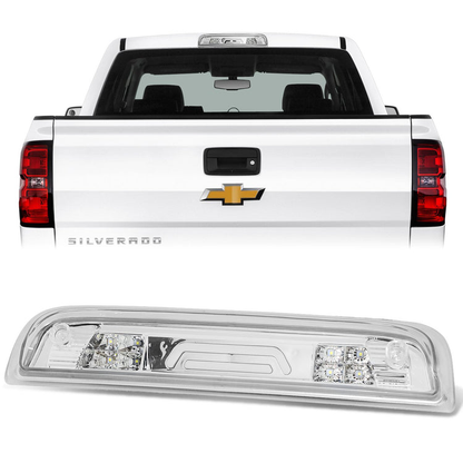 LUZ DE FRENO 14-20 CHEVY SILVERADO 1500, GMC SIERRA 1500 / 15-20 SILVERADO 2500HD, 3500HD, SIERRA 2500HD, 3500HD / 2019 GMC SIERRA 1500 LIMITED - FITS MODELS WITH CARGO LIGHT - 3D - LED - CHROME