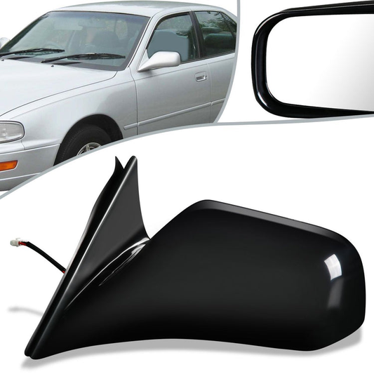 RETROVISOR MIRROR - OEM - 92-96 TOYOTA CAMRY - POWERED - PAINTABLE - BLACK - LEFT