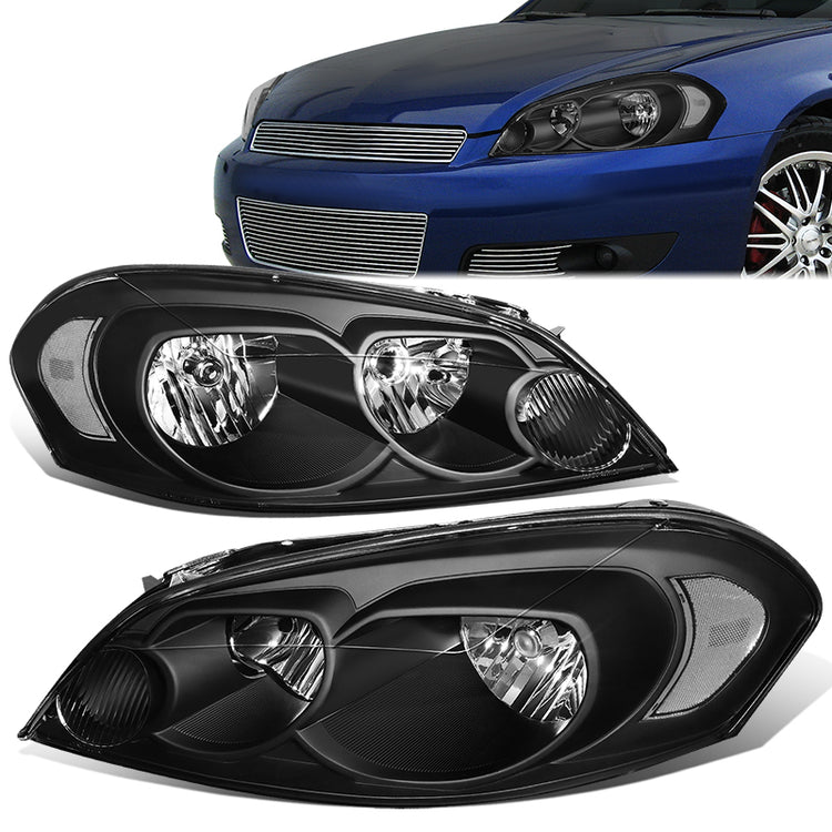FAROS 06-13 CHEVY IMPALA / 14-16 CHEVY IMPALA LIMITED / 06-07 CHEVY MONTE CARLO 2/4-DOOR - BLACK HOUSING / CLEAR CORNER - H11 LOW BEAM / H9 HIGH BEAM