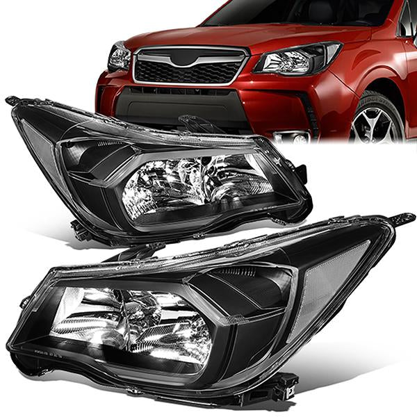 FAROS 14-16 SUBARU FORESTER - ONLY FITS MODELS W/ HALOGEN HEADLIGHTS - H11 LOW BEAM / 9005 HIGH BEAM / 7440 SIGNAL / 168 MARKER  - BLACK HOUSING / CLEAR CORNER