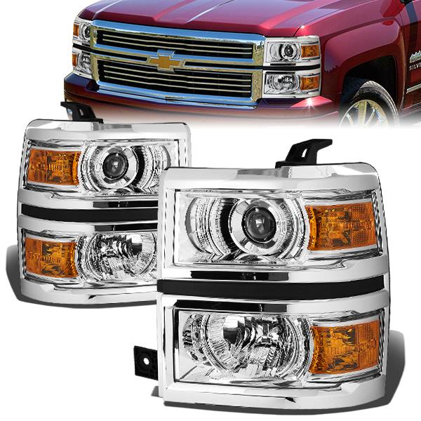 FAROS 14-15 CHEVY SILVERADO 1500 - LED PROJECTOR - CHROME HOUSING / AMBER CORNER