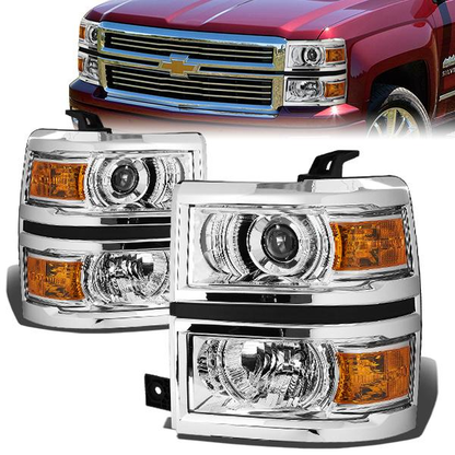 FAROS 14-15 CHEVY SILVERADO 1500 - LED PROJECTOR - CHROME HOUSING / AMBER CORNER