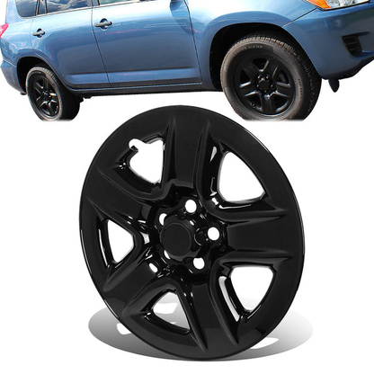 nan WHEEL SKIN COVERS - HUB CAP - 06-12 TOYOTA RAV4 - WITH OEM 17X6-1/2" TOYOTA STEEL WHEEL - FITS ON WHEEL PART NUMBER 42611-42190 - ABS PLASTIC - GLOSSY BLACK