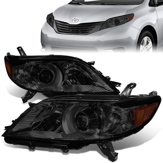 FAROS 11-17 TOYOTA SIENNA XL30 - FITS MODELS W/ HALOGEN HEADLIGHTS ONLY - PROJECTOR - H11 LOW BEAM / 9005 HIGH BEAM / 3457A TURN SIGNAL - SMOKE HOUSING / AMBER CORNER