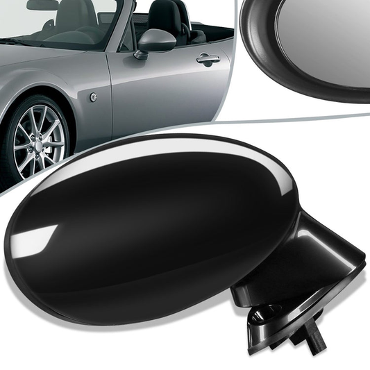 RETROVISOR MIRROR - OEM - 06-15 MAZDA MIATA - POWERED - PAINTABLE - BLACK - RIGHT