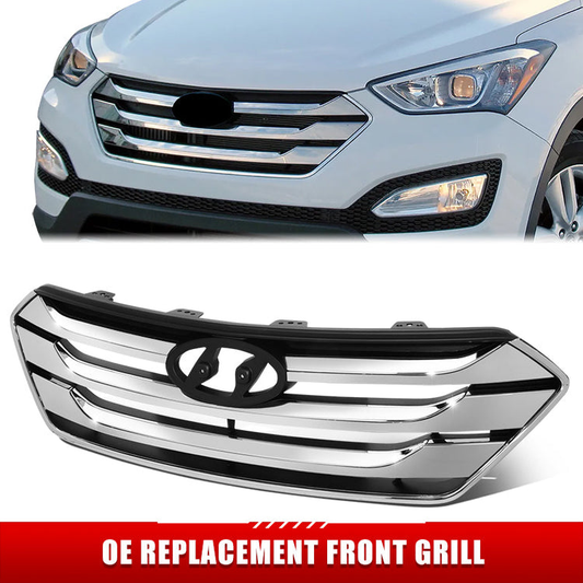 PARRILLA GRILLE - HY SNTA FE 13-18/19-22/ GRILLE ASS'Y 13-14/ CHROME/BLACK/ (W/CHROME MOULDING)/ (SANTA FE SPORT)