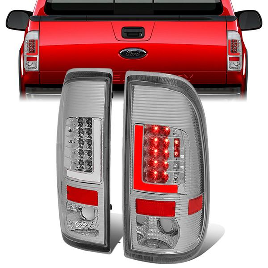 FAROS TRASEROS 08-16 FORD F-250, F-350, F-450, F-550 - SUPER DUTY / 09-16 FORD F-350, F-450 / 15-16 FORD F-550 - L-BAR - 3D - LED - CHROME / CLEAR