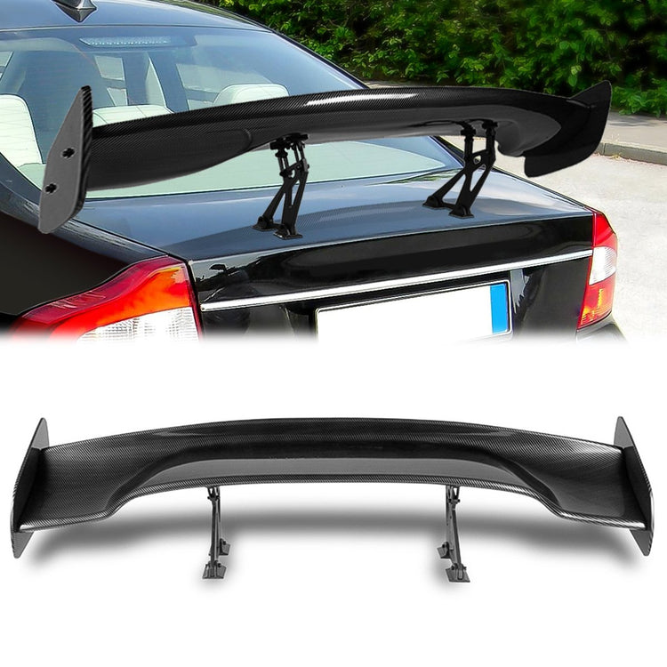 SPOILER SPOILER - UNIVERSAL - 3 GT STYLE - 57"L X 7.5" W X 8.5" H-  FITS VEHICLES 21" W X 6.75" L FLAT TRUNK SPACE - CARBON FIBER LOOK