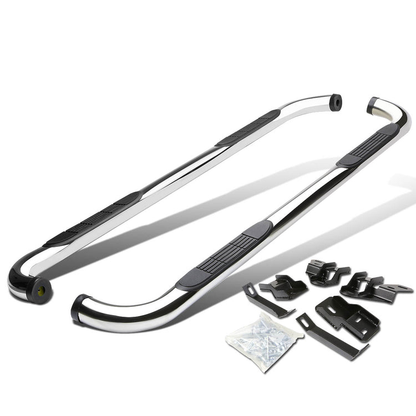 ESTRIBOS 3" - ROUND - 90 DEG - 09-10 RAM 1500 / 2010 DODGE RAM 2500, 3500 / 11-15 RAM 1500, 2500, 3500 - QUAD CAB - SILVER