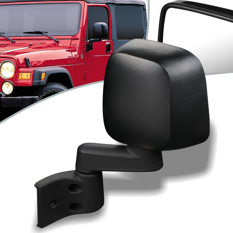 RETROVISOR MIRROR - 03-06 JEEP WRANGLER - MANUAL - HEATED - OEM - LEFT - TEXTURED/BLACK