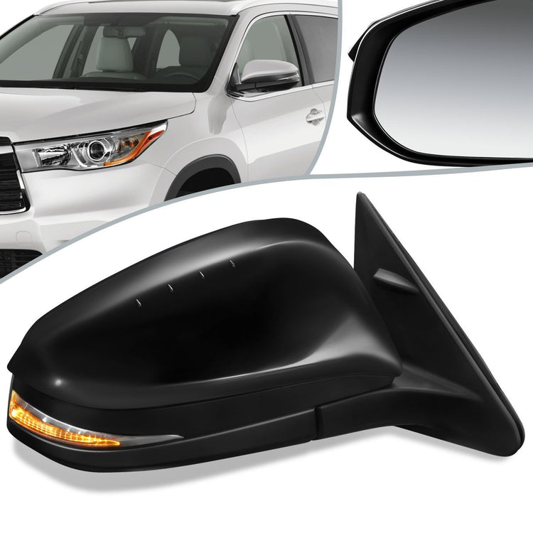 RETROVISOR MIRROR - OEM - 14-17 TOYOTA HIGHLANDER - POWERED - PAINTABLE - RIGHT - BLACK