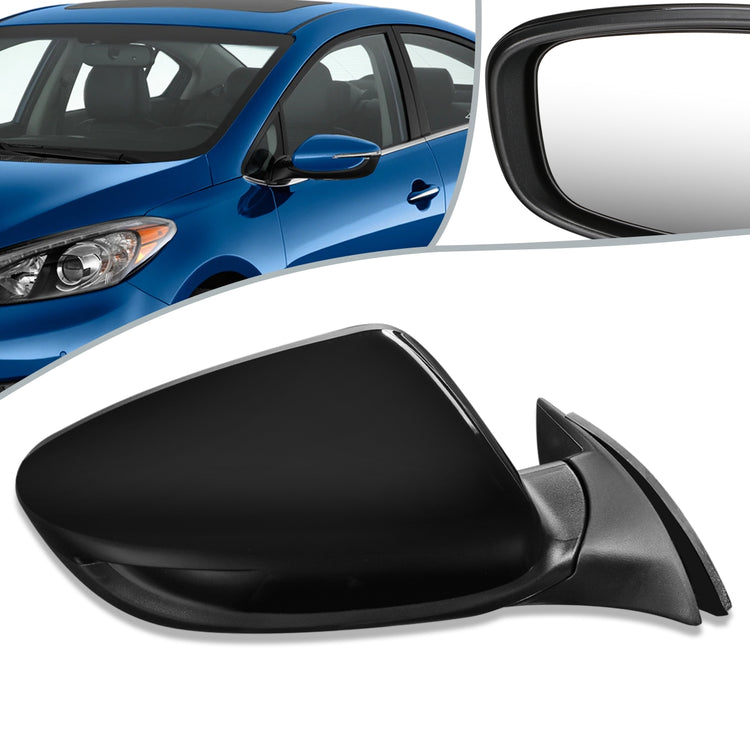 RETROVISOR MIRROR - OEM - 14-16 KIA FORTE, FORTE KOUP - POWERED - HEATED - FOLDING - BLACK MATERIAL - RIGHT