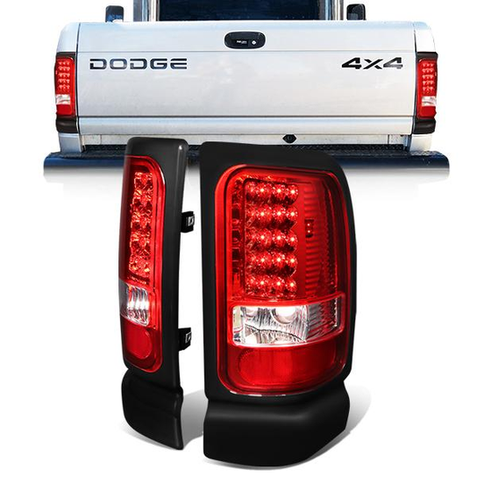 FAROS TRASEROS 94-01 DODGE RAM 1500 / 94-02 DODGE RAM 2500 , 3500 - LED - CHROME / RED