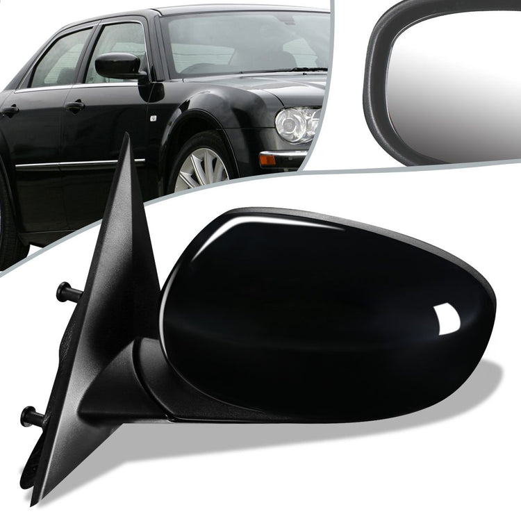 RETROVISOR MIRROR - 05-08 CHRYSLER 300 / 06-07 DODGE CHARGER / 05-08 DODGE MAGNUM - POWERED - HEATED - OEM - LEFT - PAINTABLE - BLACK