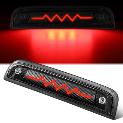 LUZ DE FRENO 14-20 CHEVY SILVERADO 1500 / 14-18 GMC SIERRA 1500 / 15-19 SILVERADO 2500, 3500, SIERRA 2500, 3500 / 2019 SIERRA 1500 LIMITED - FITS MODELS WITH CARGO LIGHT - 3D - SEQUENTIAL HEARTBEAT LED - BLACK