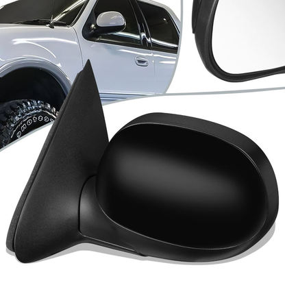 RETROVISOR MIRROR - OEM - 1997 FORD F-150 / 1997 FORD F-250 - POWERED - PAINTABLE - BLACK - LEFT