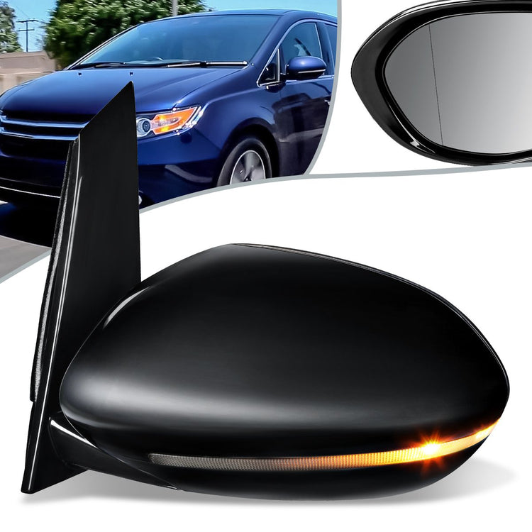 RETROVISOR MIRROR - OEM - 11-13 HONDA ODYSSEY - POWERED - HEATED - W/ SIGNAL LIGHT - W/ MEMORY - FOLDING - W/ ASPHERICAL GLASS - BLACK MATERIAL - LEFT