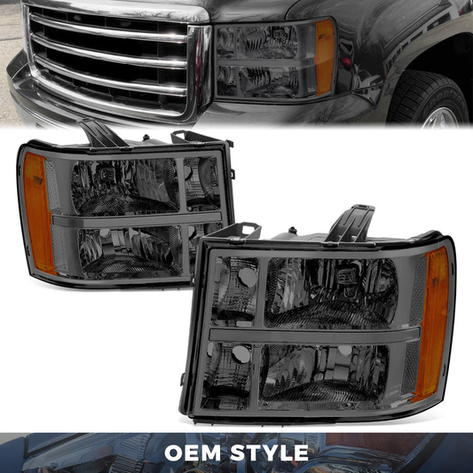 FAROS 07-13 GMC SIERRA 1500 / 07-14 GMC SIERRA 2500 HD / 07-14 GMC SIERRA 3500 HD - 9005 HIGH / H11 LOW / 194 MARKER - SMOKED / AMBER
