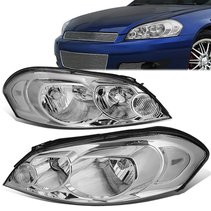 FAROS 06-13 CHEVY IMPALA / 14-16 CHEVY IMPALA LIMITED / 06-07 CHEVY MONTE CARLO 2/4-DOOR - CHROME HOUSING / CLEAR CORNER - H11 LOW BEAM / H9 HIGH BEAM