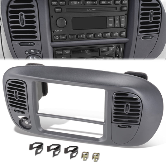 nan CENTER DASH RADIO SURROUND BEZEL TRIM PANEL - 97-03 FORD F-150 / 04 FORD F-150 HERITAGE / 97-02 FORD EXPEDITION - FITS 4WD MODELS - GRAY