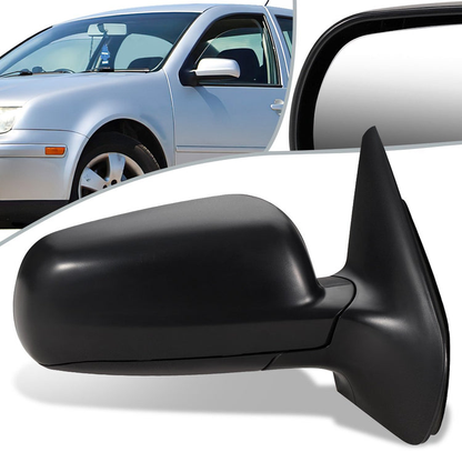 RETROVISOR MIRROR - OEM - 98-03 VOLKSWAGEN GOLF - MANUAL - W/ LEVER - HEATED - FOLDING - W/ CHROME GLASS - RIGHT - BLACK