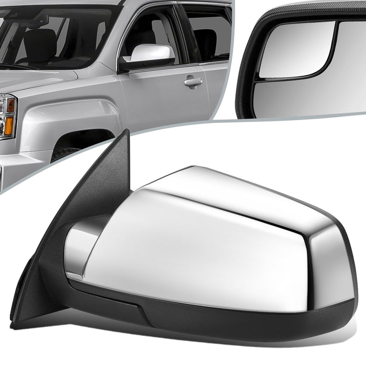 RETROVISOR MIRROR - OEM - 10-17 GMC TERRAIN - POWERED - HEATED - W/ BLIND SPOT GLASS - FOLDING - CHROME - LEFT