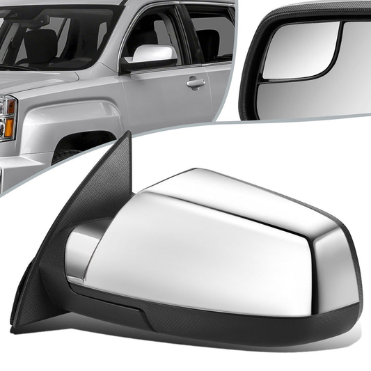 RETROVISOR MIRROR - OEM - 10-17 GMC TERRAIN - POWERED - HEATED - W/ BLIND SPOT GLASS - FOLDING - CHROME - LEFT