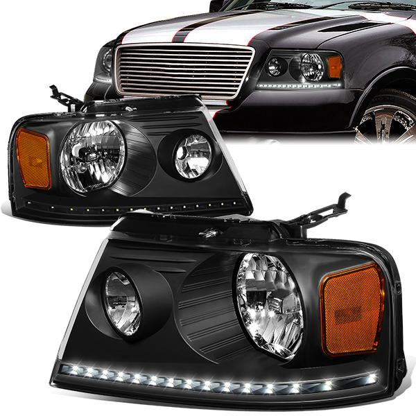 FAROS 04-08 FORD F-150 / 06-08 LINCOLN MARK LT - LED DRL - BLACK HOUSING / AMBER CORNER