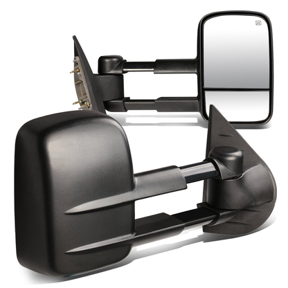 RETROVISORES EXTENDIBLES TOWING MIRROR - 07-12 CHEVY SILVERADO / GMC SIERRA - PAIR - POWERED W/ HEATED W/O SIGNAL - BLACK