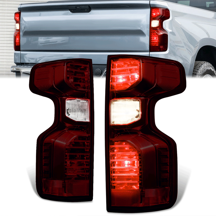 FAROS TRASEROS 19-24 CHEVY SILVERADO 1500 - FITS MODELS WITH FACTORY INCANDESCENT TAIL LIGHT ONLY - LED - DARK RED